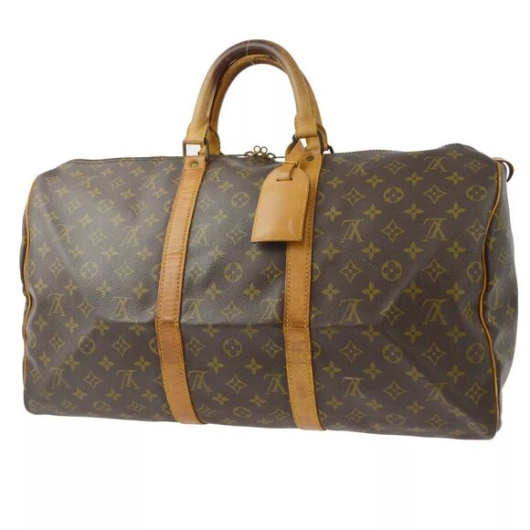 LOUIS VUITTON DUFFLE KEEPALL 50 TRAVEL HANDBAG MONOGRAM - Picture 9 of 11